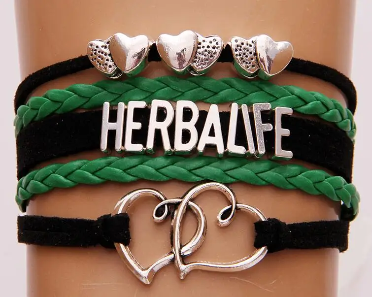 as picture Дропшиппинг браслет Бесконечность любовь Herbalife и браслеты сердце Шарм Крыло ангела Кулон кожа ювелирные изделия подарок для женщин 11 шт - Окраска металла: as picture