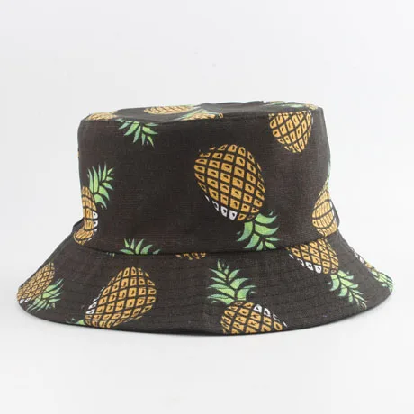 pineapple black Панама, шляпа-Панама для мужчин и женщин летняя кепка с покрывалом банан печать Боб шляпа хип хоп Gorros рыбалка, рыбак шляпа - Цвет: pineapple black
