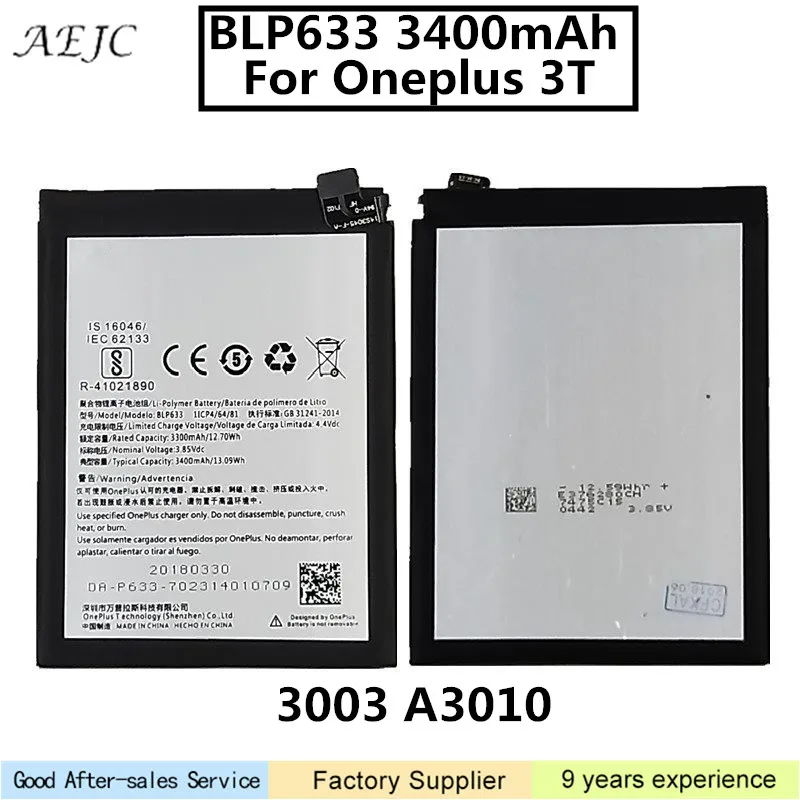 3400 мАч BLP633 батарея для Oneplus 3T A3003 A3010 One Plus 1 + Замена батареи батарея|Аккумуляторы