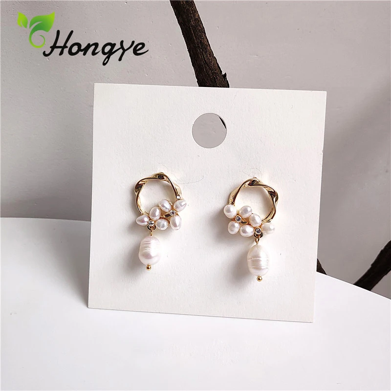 Hongye Серебро 925 игла большой круг Висячие серьги для женщин 14K золото элегантный
