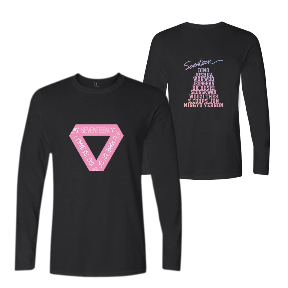 Альбом Seventeen Kpop футболка в стиле хип хоп забавная весенне осенние уличные