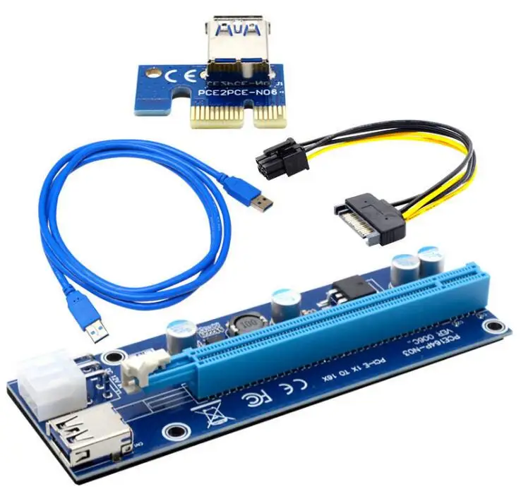Кабель питания TPFEEL 6pin USB3.0 PCI E Express 1х 16x удлинитель GPU переходная карта 60 см SATA|usb3.0