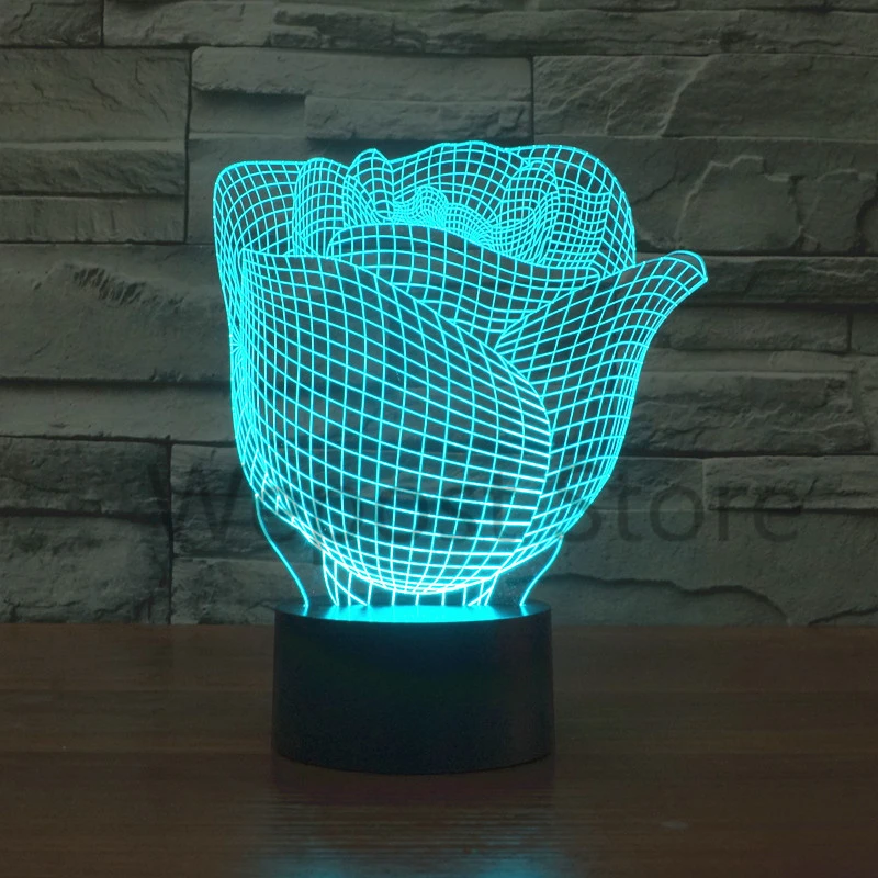 7 цветов меняющий цвет тюльпаны светодиодный ночник с 3D розами настольная лампа