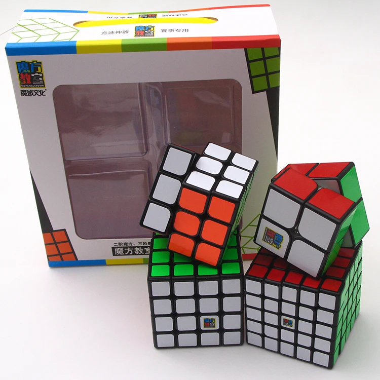 Juego de cubos de velocidad para ni&ntilde;os, Moyu, MofangJiaoshi, 2x2, 3x3, 4x4, 5x5, Meilong, Qiyi, cubo m&aacute;gico de embalaje, juguetes educativos, 4 Uds.-4