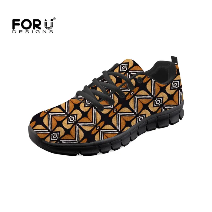 YQ979BAQ FORUDESIGNS; женская обувь на плоской подошве; обувь с этническим принтом в африканском стиле; повседневные женские кроссовки из дышащей сетки на шнуровке в винтажном стиле; Zapatos de mujer - Цвет: YQ979BAQ
