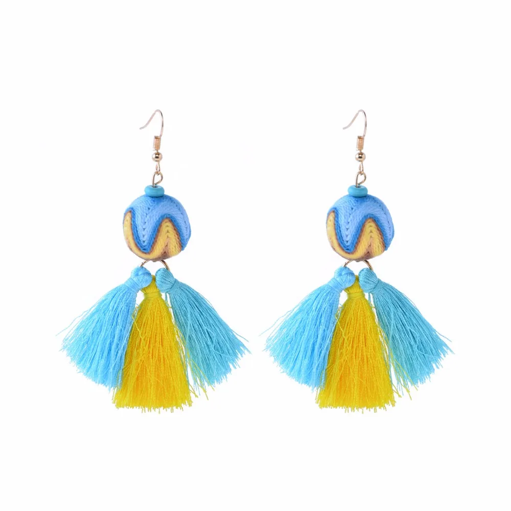 Богемные Разноцветные длинные серьги с кисточками для женщин романтические