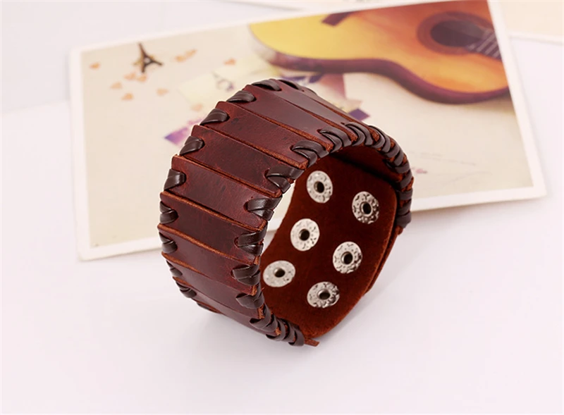 JINSE 2017 винтажные мужские ювелирные изделия черный и коричневый широкий кожаный