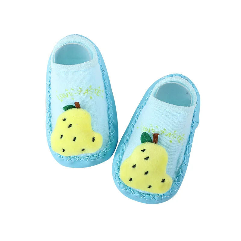 Милые носки с фруктами для малышей нескользящие носки-тапочки из чесаного хлопка