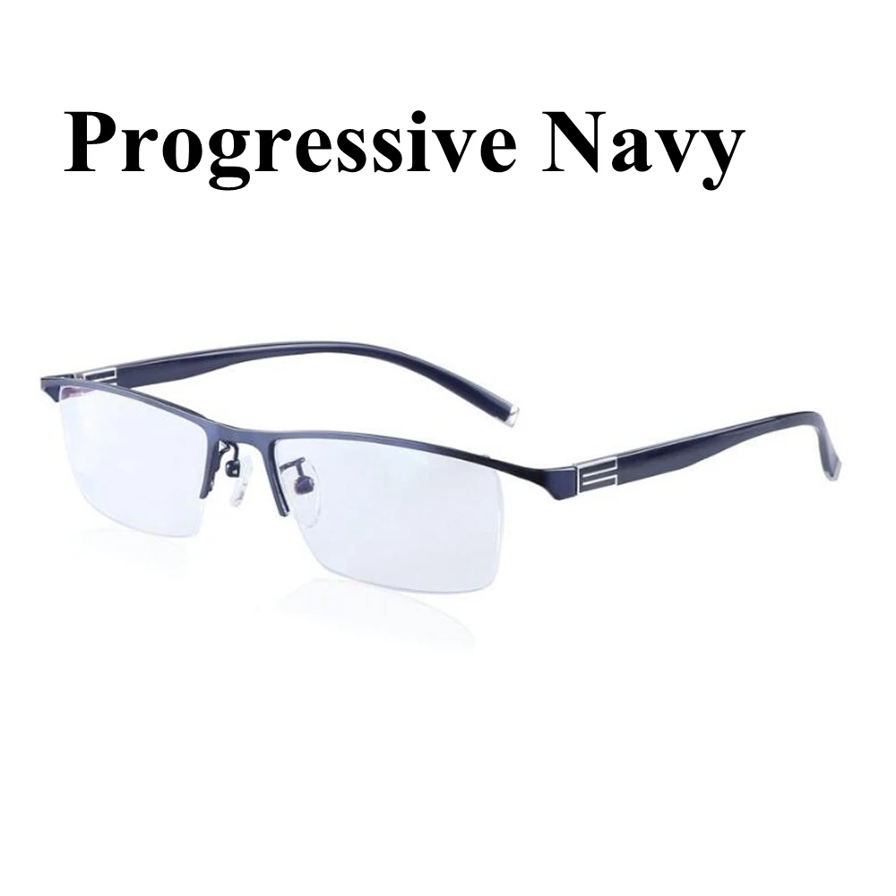 Progressive navy Фотохромные прогрессивные многофокусные очки для чтения с переменным фокусным расстоянием без линии, градиентные линзы+ Rx дальнозоркие от 0 до+ 400 - Цвет оправы: Progressive navy