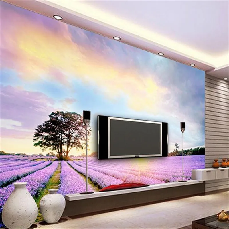 

wallpapers photo custom modren 3d photo stereo effect simple living room bedroom background lavender purple romantic 3d mural