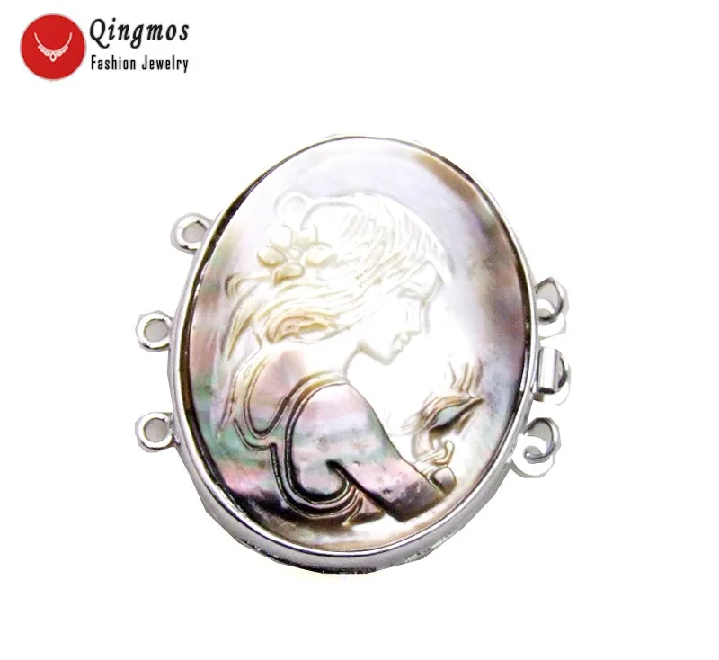 Qingmos 30*40 мм Красный Овальный Камея дизайн головы красоты застежка 3 нити ремесло