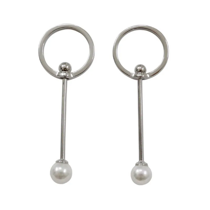 

New Circle Long 925 Sterling Silver Earrings Fashion Pearl Jewelry for Women Wedding Party Pendientes Mujer Christmas Gift