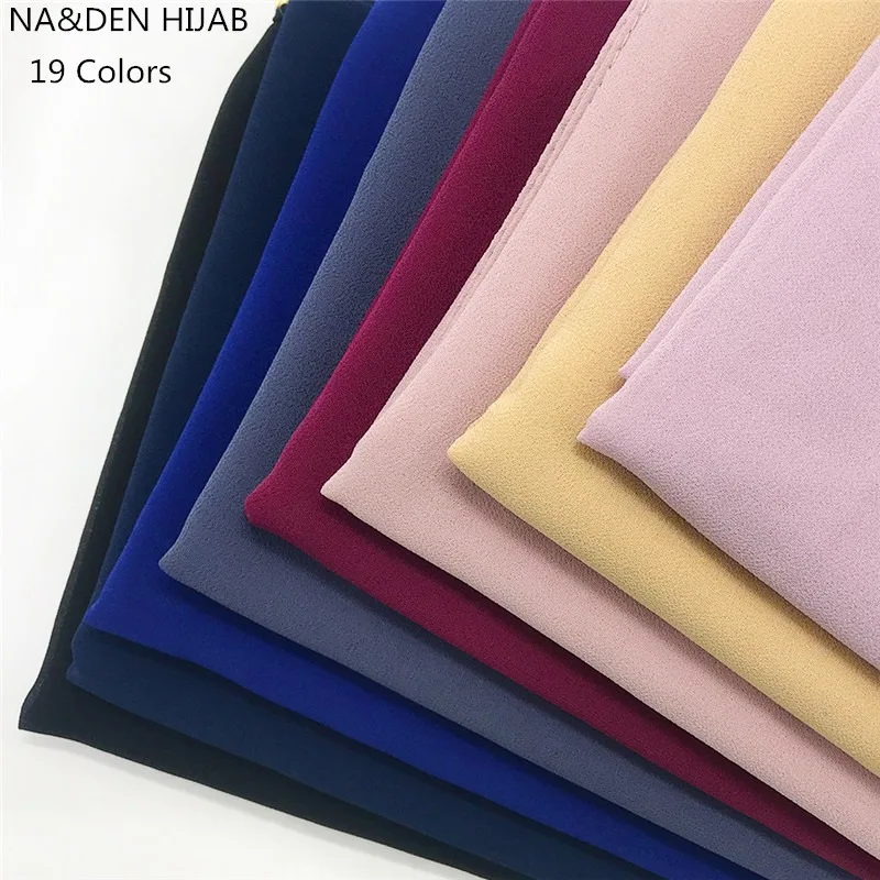 

New Solid plain bubble chiffon hijab chain gold beads borders women scarf shawl bandana foulard fashion muslim wraps 10pcs/lot