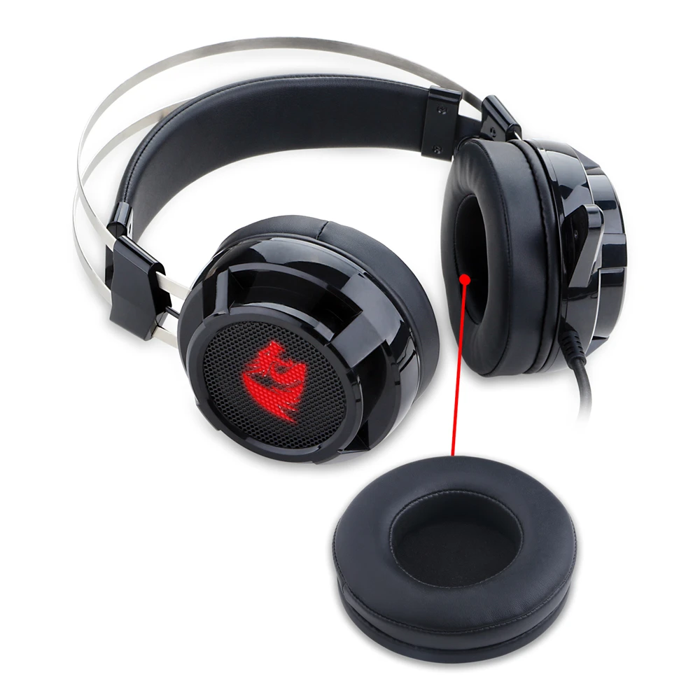Redragon 7,1 канальный объемный стерео игровая гарнитура Накладные наушники с микрофоном индивидуальная Вибрация шумоподавление светодиодный светильник