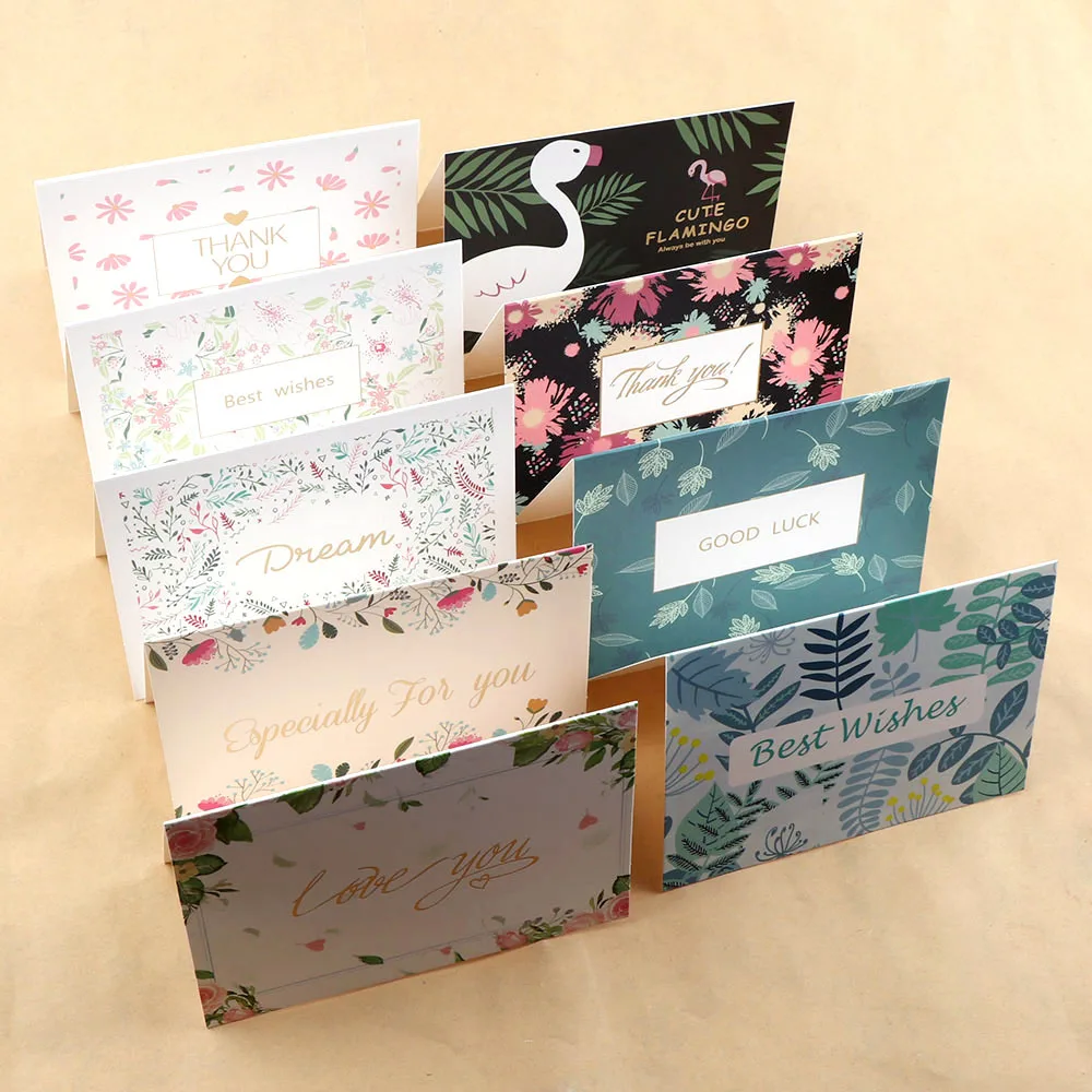 Random 9Pcs Thank You And Best Wishes Card Invitations Leave Message Greeting For Wedding Birthday New Year Decoration Дом и сад