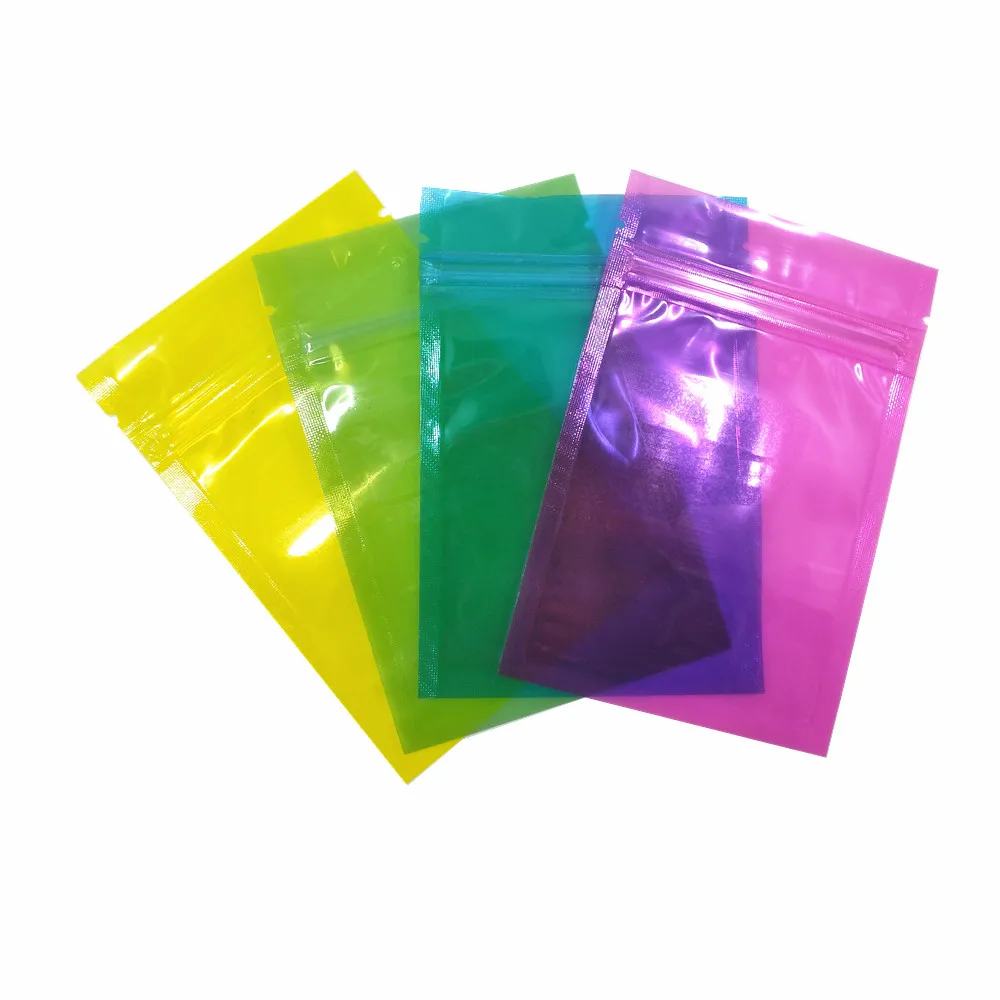 500 шт./лот 12x18 см прозрачный пластиковый пакет Ziplock много цветов самоблокирующийся