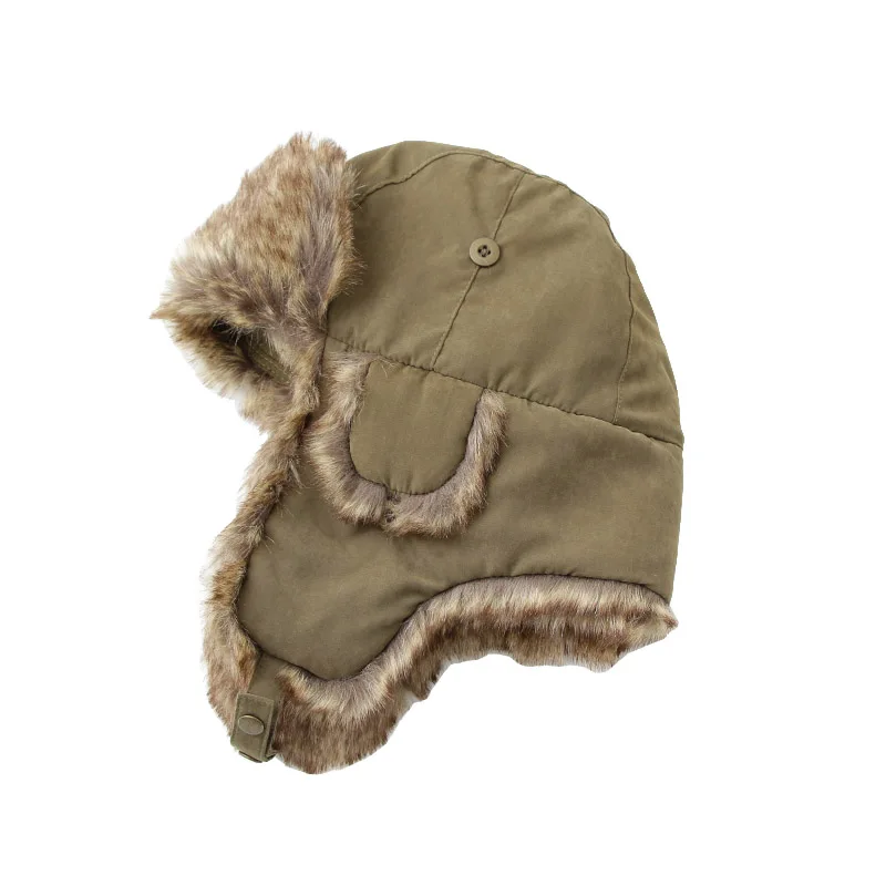 

Free shipping High Quality Casual Bomber Hats Man child bowler Vintage earflap filling cotton canvas warm thick winter windproop