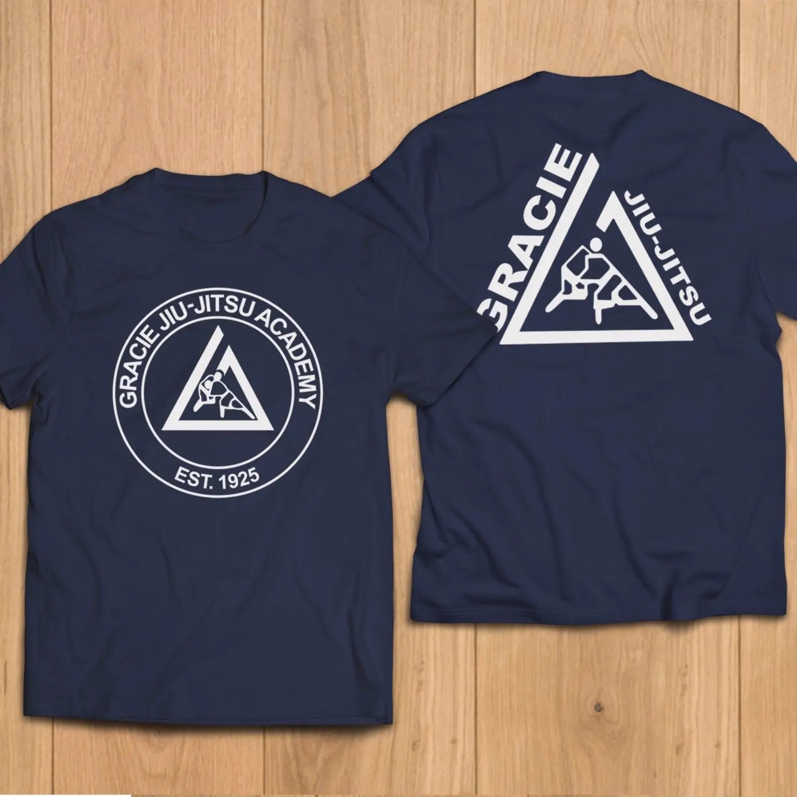 

100% Cotton Straight O-Neck Short Sleeve Tee Shirt Homme Tshirt Men Funny Gracie Jiu Jitsu Academy Champ Logo Military T Shirts