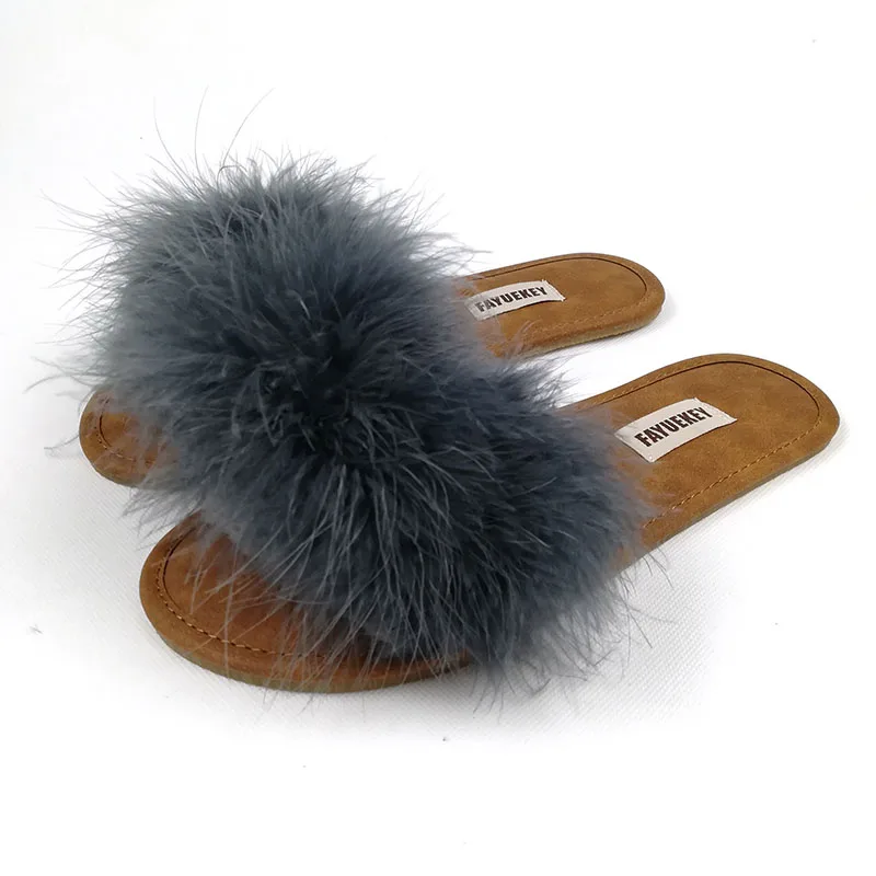 Новинка модные летние домашние меховые тапочки FAYUEKEY для женщин комнатные