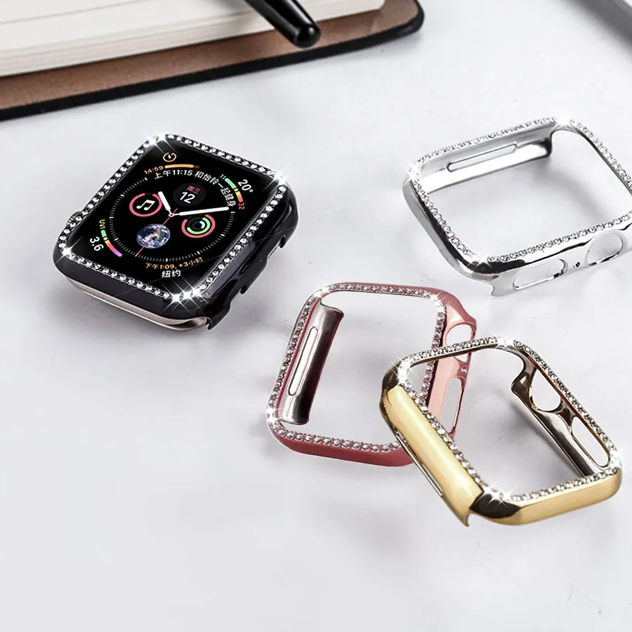 Кристальный бампер защитный чехол для Apple Watch 38 мм 44 Алмазный поликарбонатный