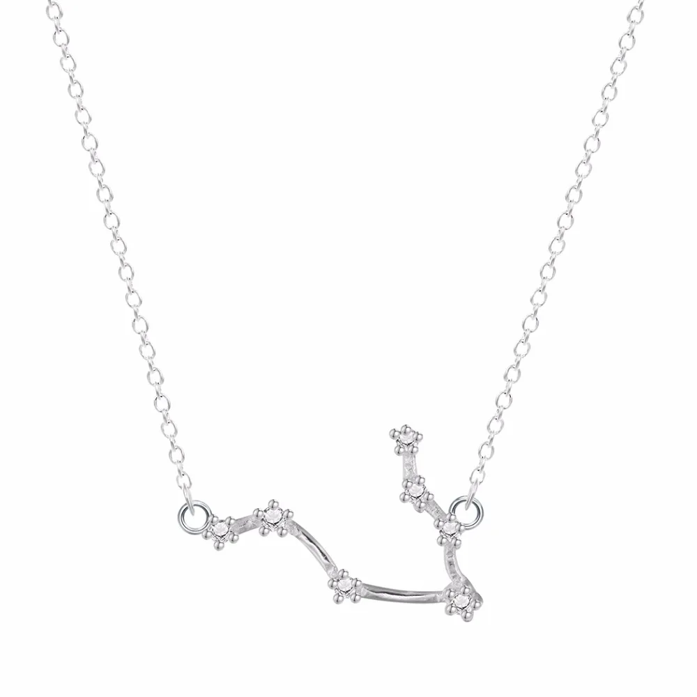 QIAMNI, 925 пробы, серебро, 12 звезд, знаки зодиака, созвездие, гороскоп, астрология, ожерелье с изображением Галактики, подарок на день рождения для женщин и мужчин