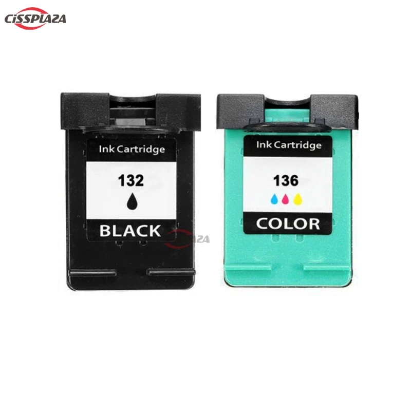 Картридж чернильный CISSPLAZA 2pk совместимый с hp 132 136 для Officejet 6213 5443 D4163 PSC 1513 1513s Photosmart