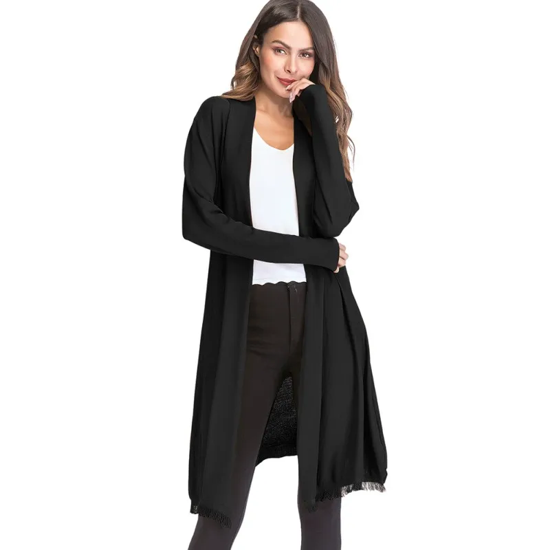 Harajuku Long Tassel Asymmetric Hem Sleeve Cardigan Ladies Autumn Fashion Knitted Sweater Women Coat Casual Cardigans |