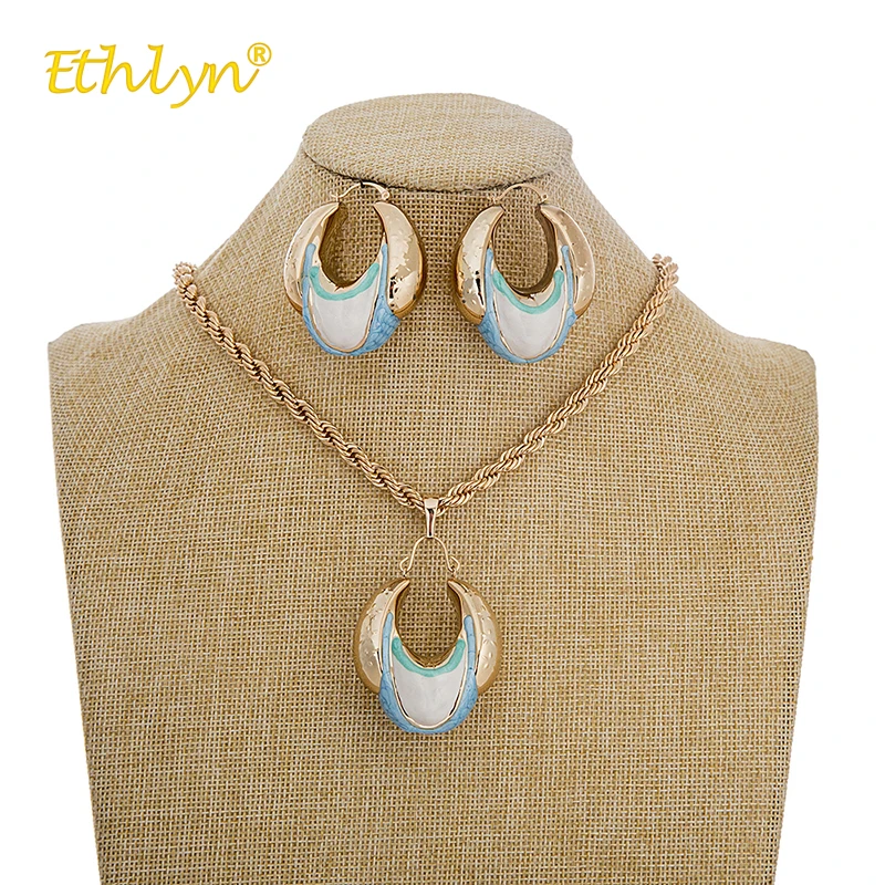 Ethlyn 2018 модное женское нигерийское/Африканское ожерелье ювелирный набор хитовый