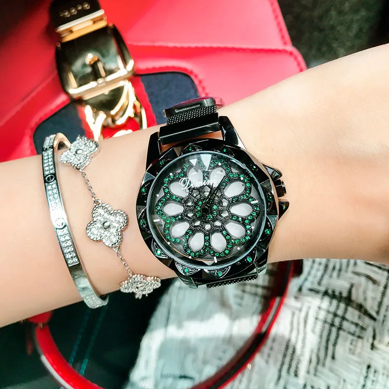 

2019 New Luxury Brand Women's Watch Woman Wristwatches Lady Rotating Dial Dress Women Quartz Ladies Wrist Watch Relogio Feminino