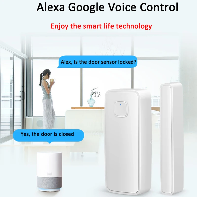 Tuya Smart Life Alexa Google домашний помощник Tuya беспроводной WiFi датчик контакта с окном и дверью Питание от батареи