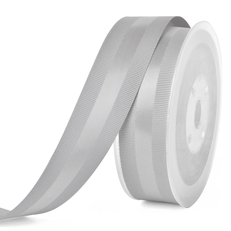 Атласная лента YAMA Grosgrain Edge 9 16 25 38 мм 100 ярдов и 3/" 5/8" " 1,5" дюймов для платья «сделай сам» бант для волос вечерние ленты для свадьбы - Цвет: silver 012