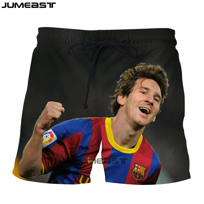 Jumeast Брендовые мужские/женские 3D принты "Футбол" Звезда Lionel Messi шорты летние быстросохнущие пляжные повседневные спортивные брюки короткие брюки