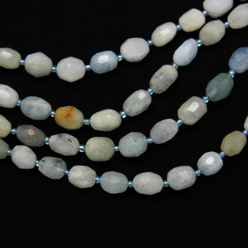 Около 25 шт. нитка Натуральный аквамарин граненый браслет вырезанные Nuggets камни