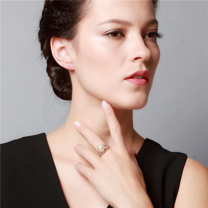 Обручальное Белый красные Черные Имитация Pearl Ring Свадебные серебряные кольца для