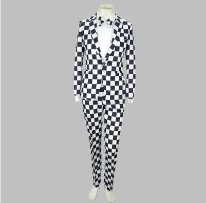 1 Color Новые мужские свадебные костюмы женский костюм Slim Fit мужской костюм брендовый Блейзер черно-белая клетчатая куртка в полоску платье мужской сценический костюм - Цвет: 1 Color