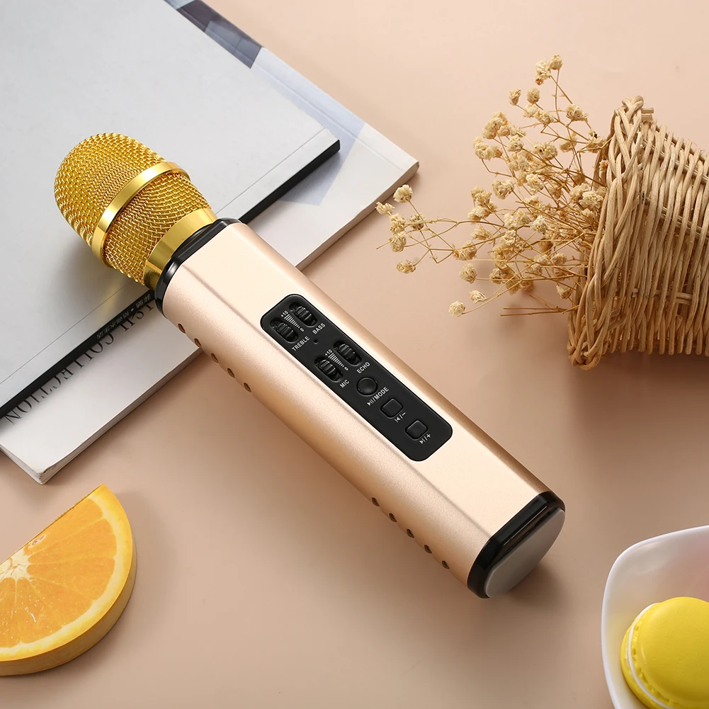 Многофункциональный беспроводной Bluetooth караоке микрофон с двумя динамиками портативный интеллектуальный микрофон для мобильного телефона караоке