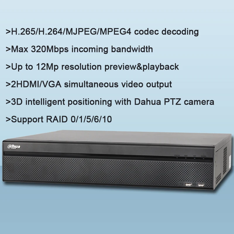 Dahua 16CH 32CH 64CH NVR5816 4KS2 NVR5832 2U 4K & H.265 Pro сетевой видеорегистратор tripwire intrusion heat