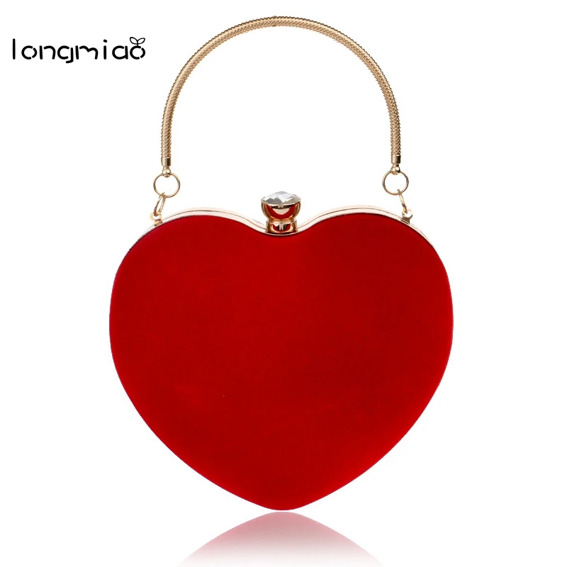 

longmiao Women's Heart Shape Chain Handbags Female Design Evening Fashion Small Messenger Bags Ladies Cute Crossbody Bag
