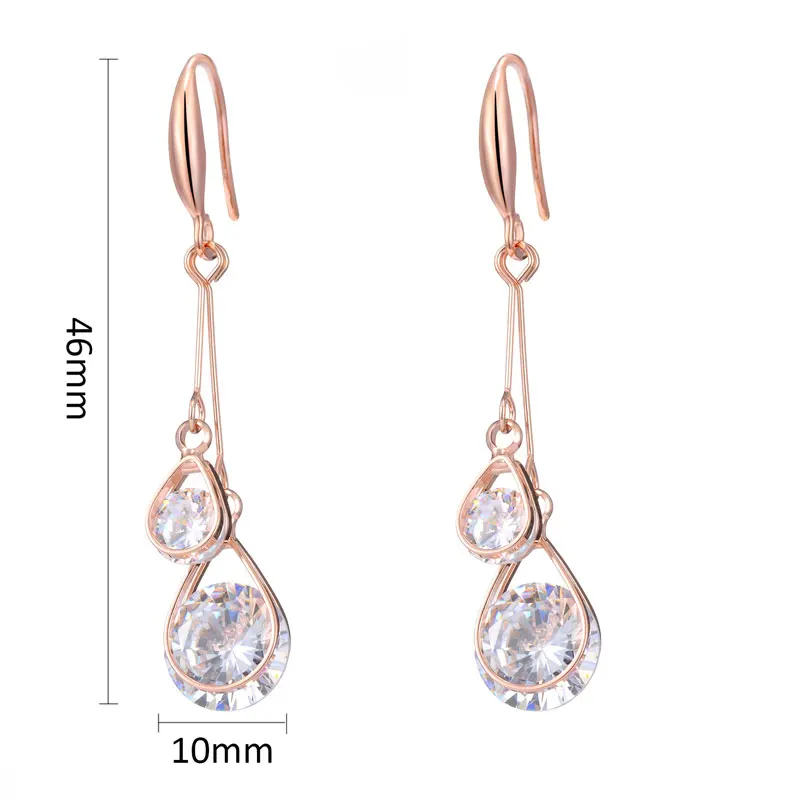 Серьги женские из розового золота с фианитом EH1021|hanging earrings|earrings fashionearrings style |