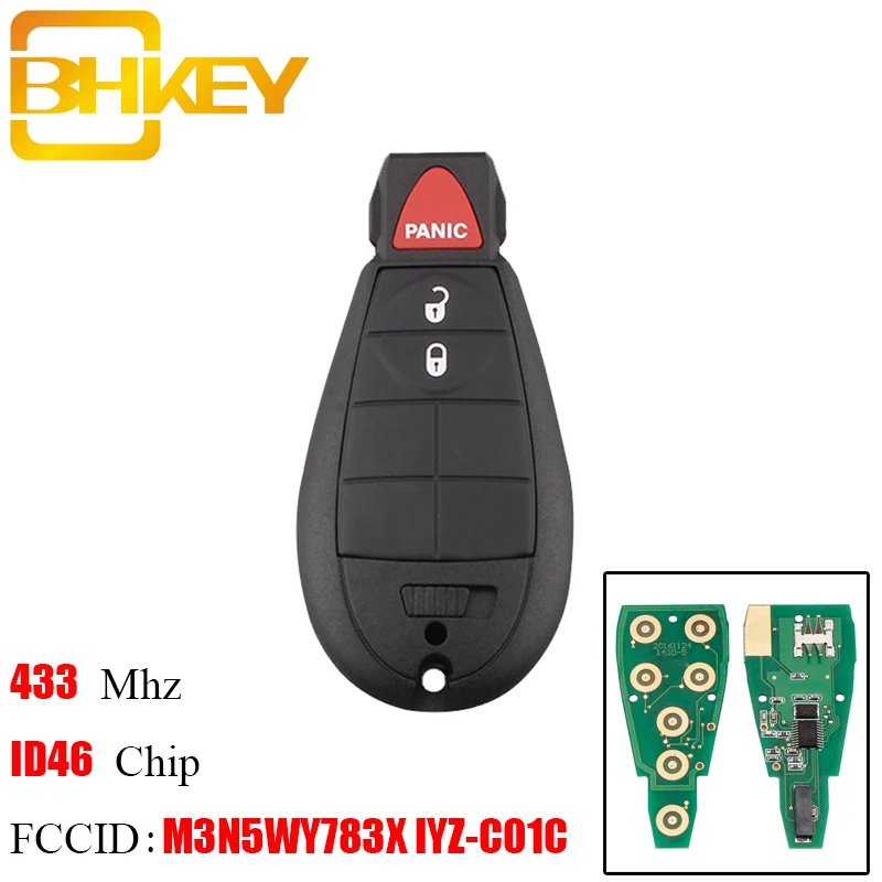 Умный дистанционный ключ BHKEY с 2 + 1 кнопками БЕСКЛЮЧЕВОЙ Брелок 433 МГц для Dodge 08 14