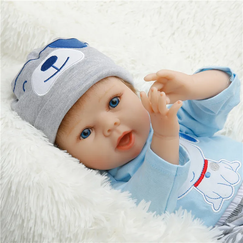 Силиконовые куклы SanyDoll baby reborn Реалистичная кукла babies для детей 22 дюйма 55 см синяя