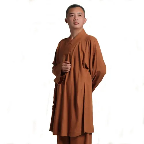 Высококачественная одежда из хлопка и льна с длинным рукавом униформа монаха