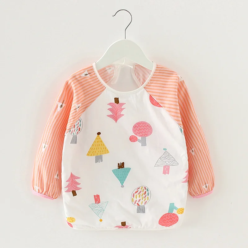 Bandana Bibs Cute Cartoon Baby Waterproof Infant Eating Children Drawing Long Sleeve Apron Self Feeding Bib | Детская одежда и