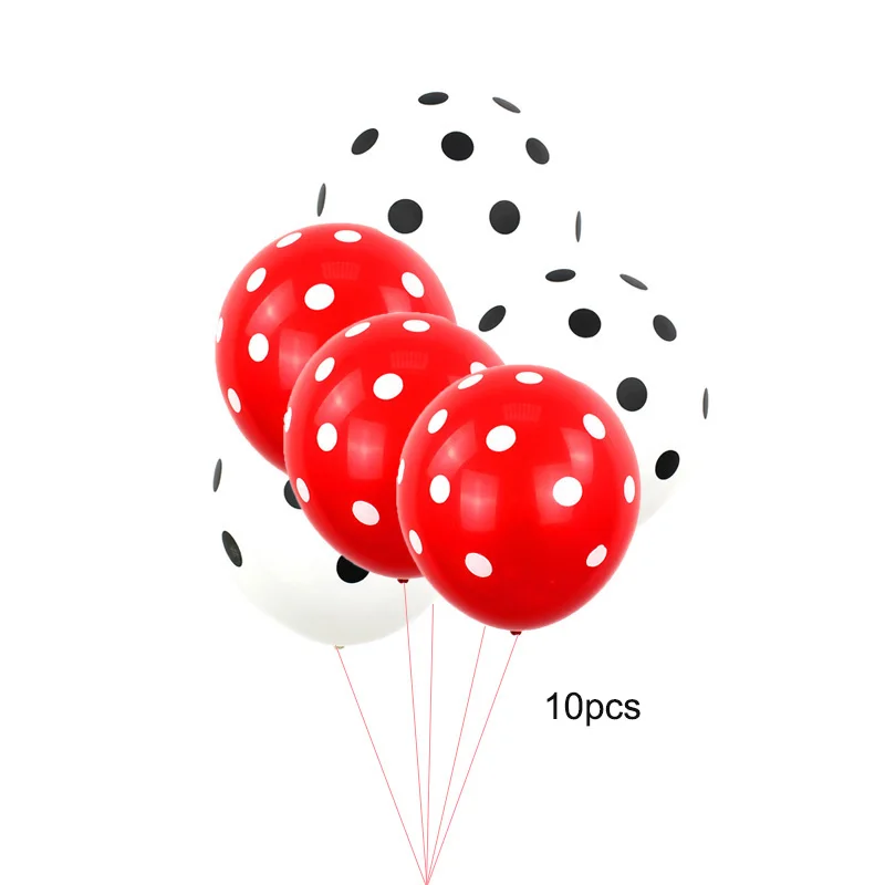 10pcs red white dot 5 шт./лот 12 дюймов красный и черный горошек латексные надувные шары Mickey тема День Рождения globos baby shower вечерние украшения для девочек на Рождество - Цвет: 10pcs red white dot