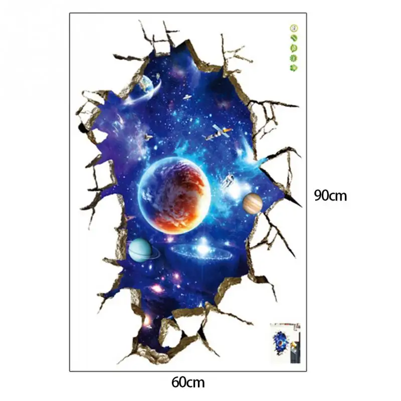 3D Galaxy Out Space Planet Мальчики Спальня Искусство Виниловые наклейки на стену Наклейка Декор комнаты