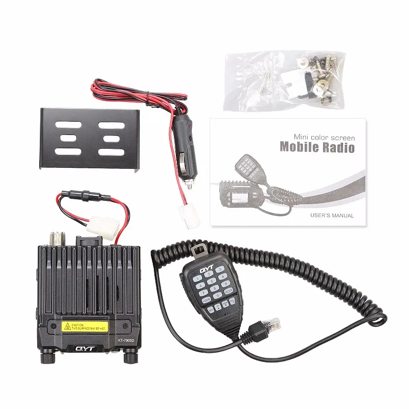 QYT KT-7900D Quad Band 136-174/220-270/350-390/400-480 МГц 25 Вт 200 Каналы красочные Экран мини мобильное радио FM с кабелем