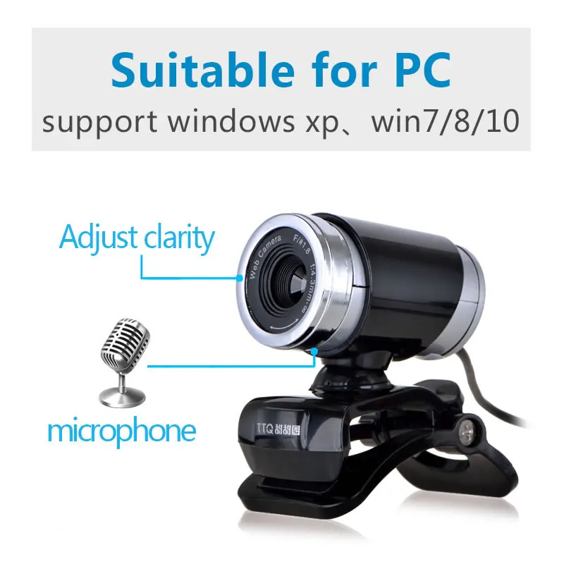 TTQ USB 2 0 веб камера для настольного компьютера и ноутбука Skype кабель 1 5 м HD с ночным