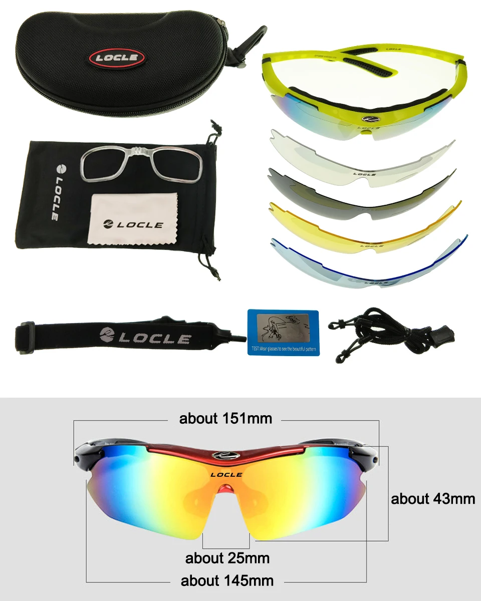 LOCLE Polarized Hiking Sunglasses Sports Glasses Myopia Cycling Bicycle Riding Eyewear UV400 Protect Camping Men Sun Glasses