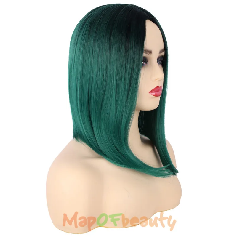MapofBeauty 14 &quotчерный зеленый красный парик для женщин Боб короткий прямой косплея
