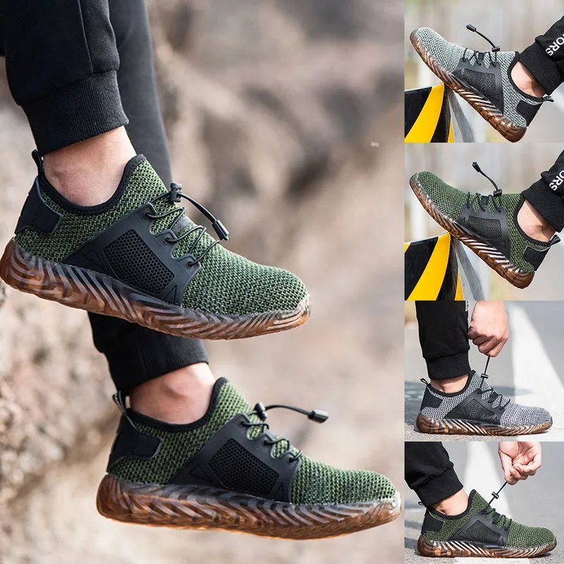 Обувь для страховки труда Мужская сетчатая обувь со стальным носком тенниса с